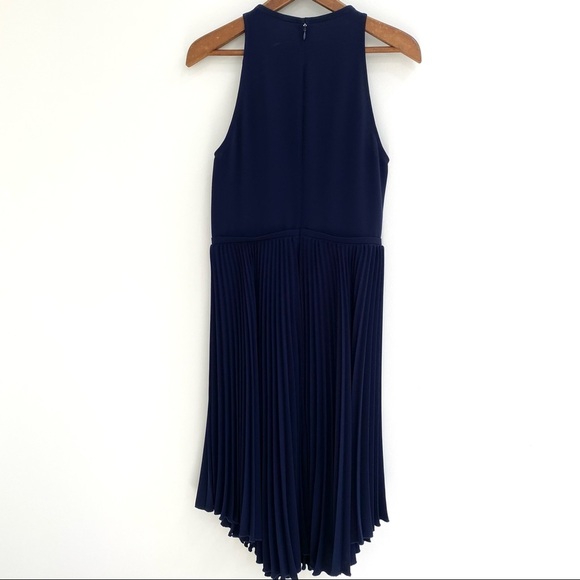 Timo Weiland navy blue maroon pleated midi dress size 10 - Picture 3 of 10